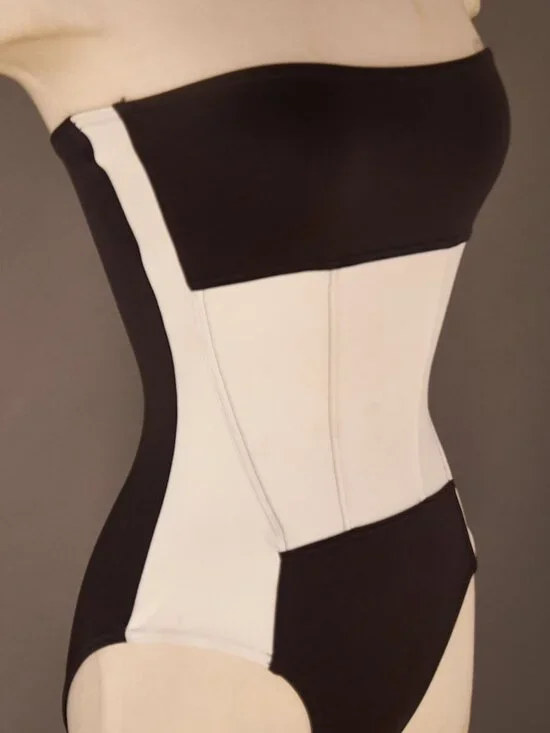 Late 80s Early 90s Black and White Liza Bruce Body Suit